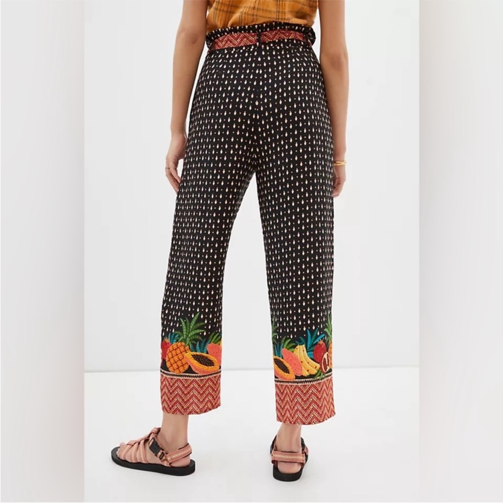 FARM RIO TUCKER PAPER-BAG PRINTED PANTS BLACK MOTIF XL - Picture 4 of 9